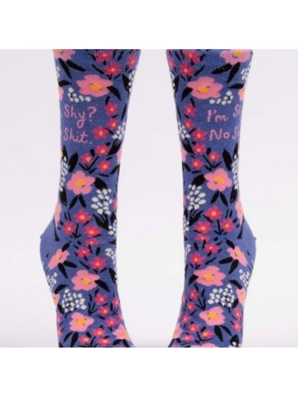 Socks--𝅺I'm Shy? No Sh*t! W crew socks--Blue Q